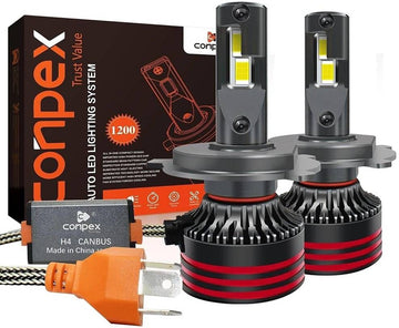 Conpex M8 Pro (H4) LED Headlight Bulbs, Bridgelex CSP Chip, 12000 Luminous Flux, 6000K Color Temperature, Super Cooling System, 360° Rotary Design | M8PRO-H4