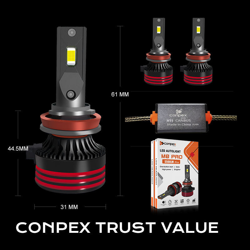 Conpex M8Pro High Power Super Bright Canbus Led Headlight H11 Waterproof