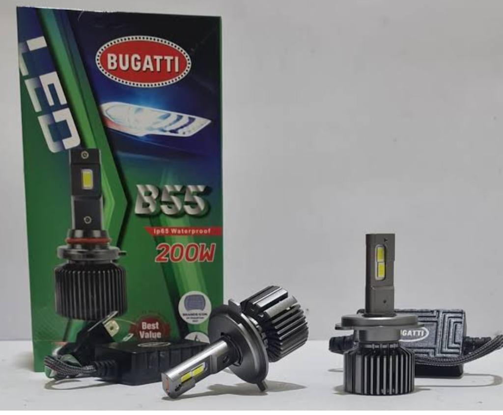 Car Led Head Light Bulbs Bugatti Cob H4 Ultra White Colour Box Pack